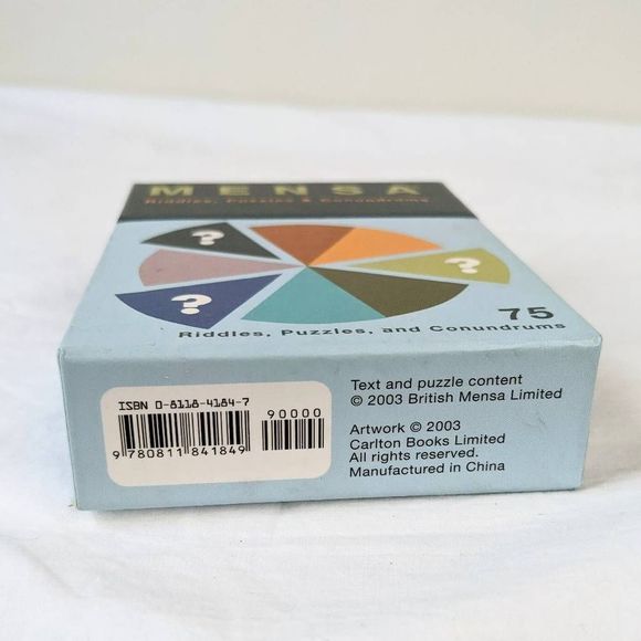 Mensa 75 Card Box Set Riddles, Puzzles, & Games Chronicle Books 2003 - Picture 6 of 11